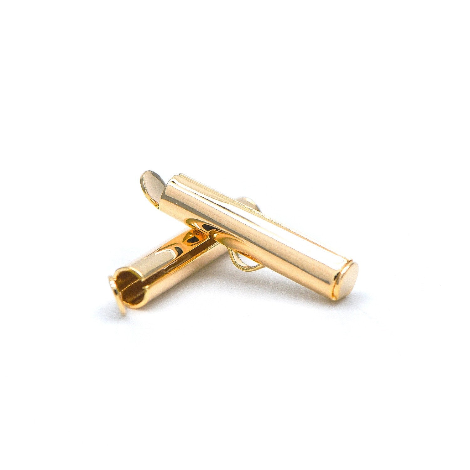 10pcs Slide On Tube Clasp, 18K Gold plated Brass, Multi Strands Clasp End for Beads/ Chains, Multi Size (GB-638)